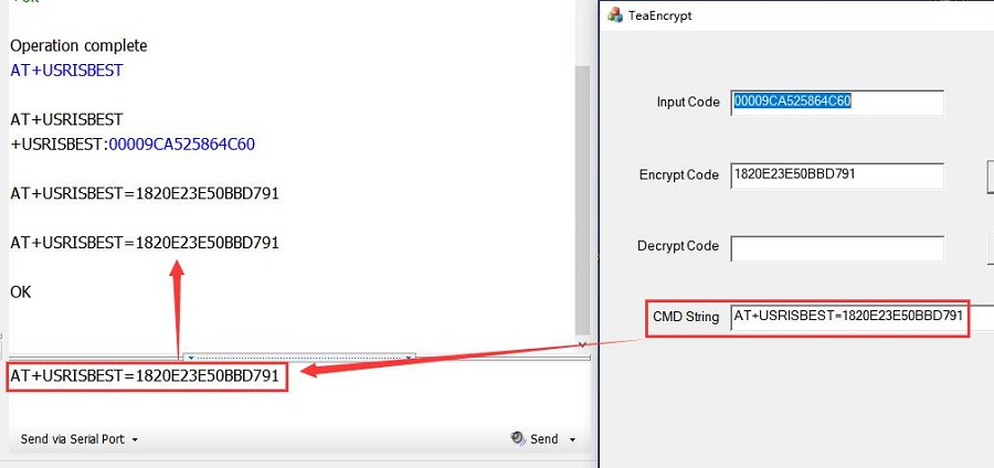 Send the CMD String through AT Command and restart the device