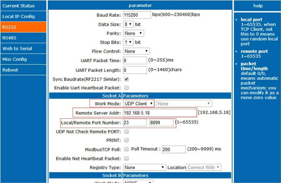 UDP Client mode