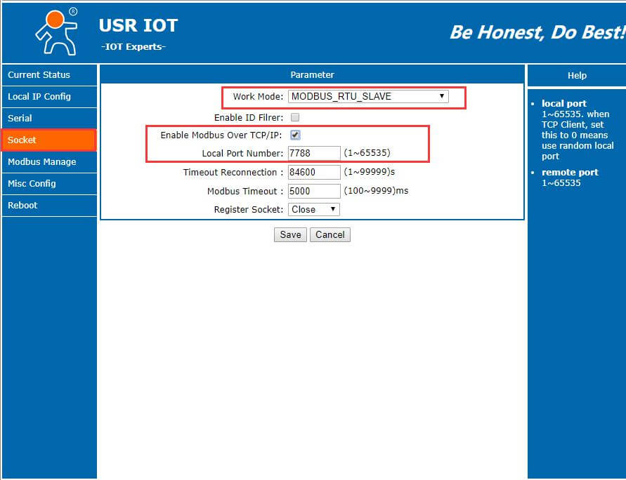 set the M511 to “MODBUS RTU SLAVE” mode