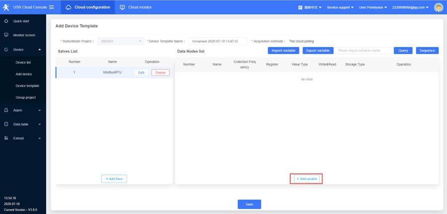 Configure the variables