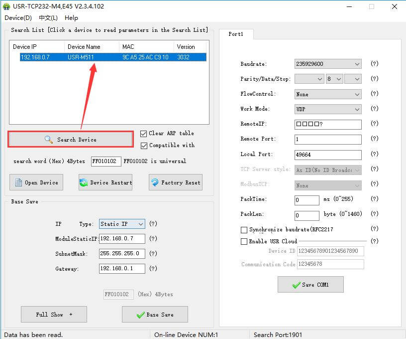 configure the parameters of M511