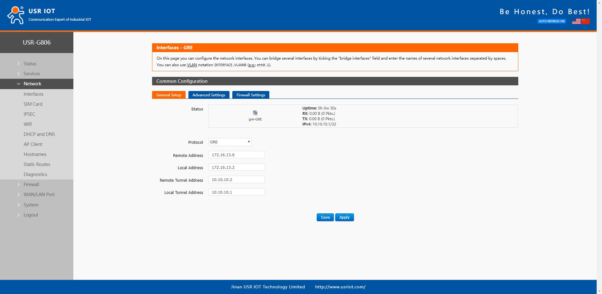 Configuration of Generic Routing Encapsulation (GRE) 