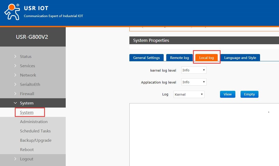 How to download G806 log: Local log interface