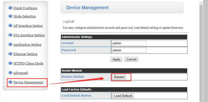 Set the work mode to TCP Client, target IP address and port are: tcp.mp.usriot.com, 15000. After setting all parameters, restart the device.