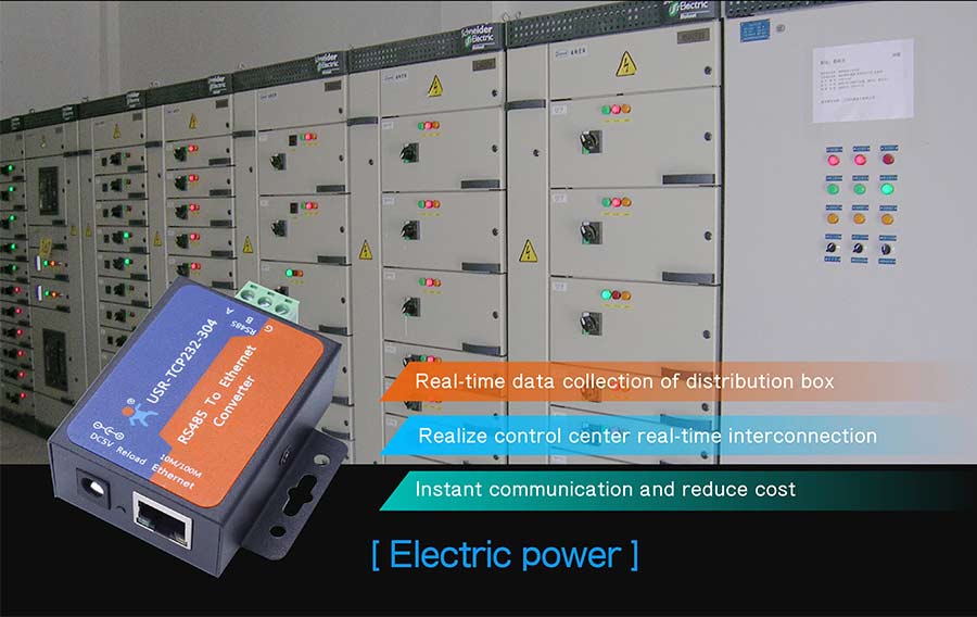 application of rs485 to tcp ip converters: Electric power