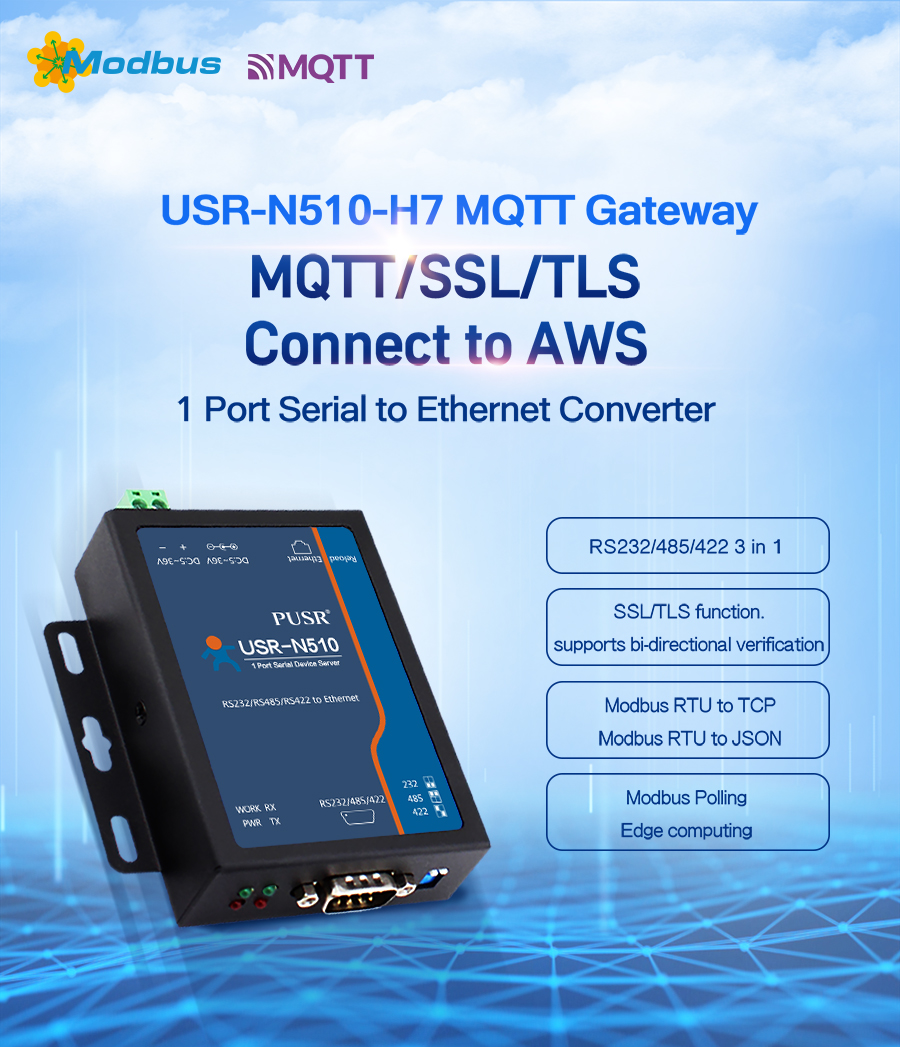 ethernet device servers/serial to modbus converter/mqtt gateway USR-N510-H7