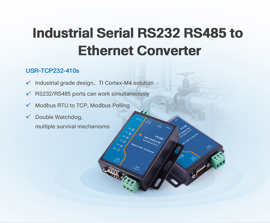 Convertisseur RS485 Série Vers Ethernet USR-N510 - Support MQTT, TCP, SSL/TLS - Pour IoT, Automation Industrielle - Alimentation Redondante, Haute Fiabilité