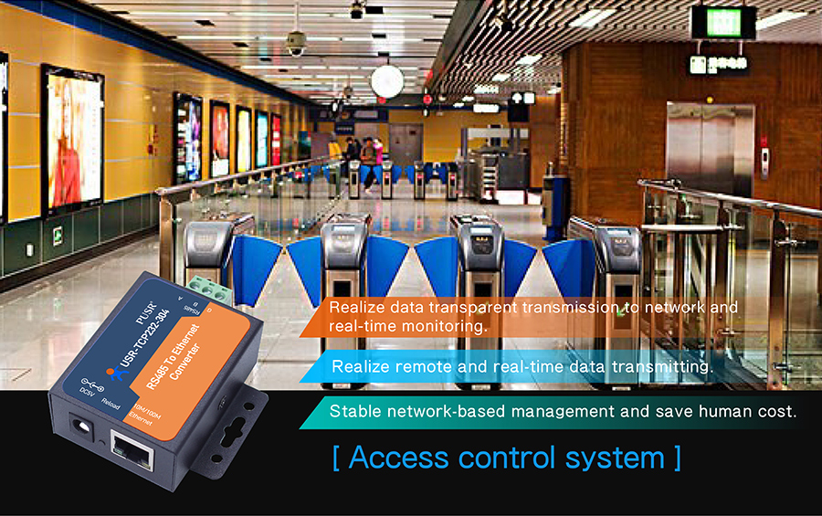 application of ethernet to rs485 converters: access control system